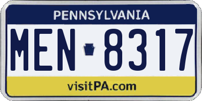 PA license plate MEN8317