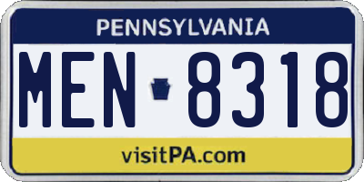 PA license plate MEN8318