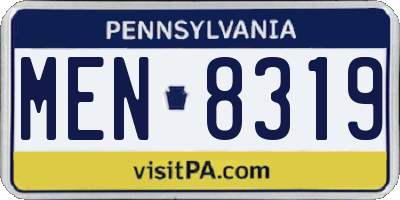 PA license plate MEN8319
