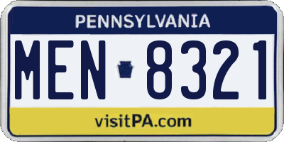 PA license plate MEN8321