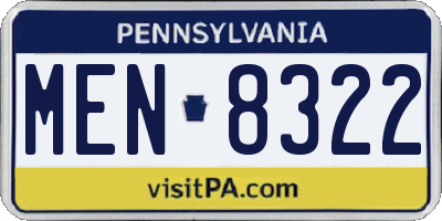 PA license plate MEN8322