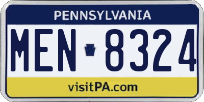PA license plate MEN8324
