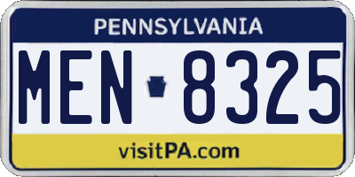 PA license plate MEN8325