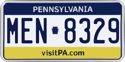 PA license plate MEN8329