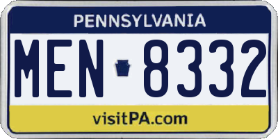 PA license plate MEN8332