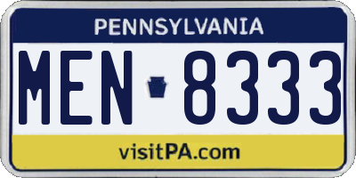 PA license plate MEN8333