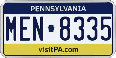 PA license plate MEN8335