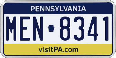 PA license plate MEN8341