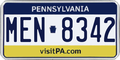 PA license plate MEN8342