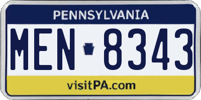 PA license plate MEN8343