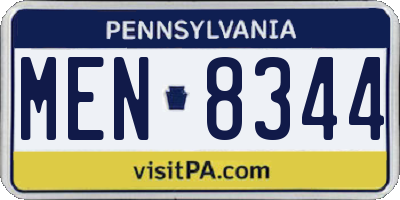 PA license plate MEN8344