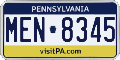 PA license plate MEN8345