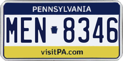 PA license plate MEN8346