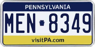 PA license plate MEN8349