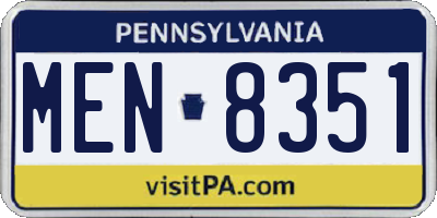 PA license plate MEN8351