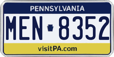 PA license plate MEN8352