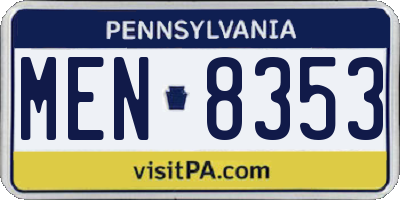 PA license plate MEN8353
