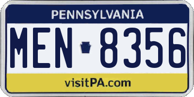 PA license plate MEN8356