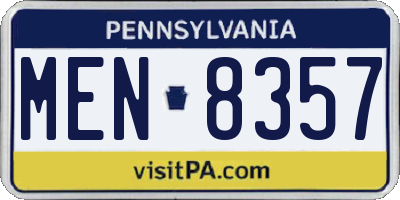PA license plate MEN8357
