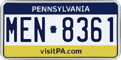 PA license plate MEN8361