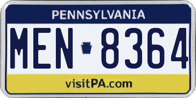 PA license plate MEN8364