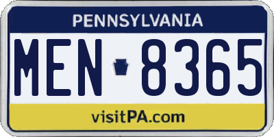 PA license plate MEN8365