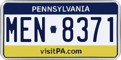 PA license plate MEN8371