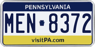 PA license plate MEN8372