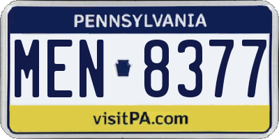 PA license plate MEN8377