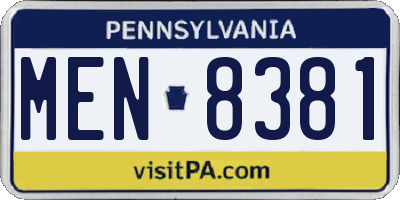 PA license plate MEN8381