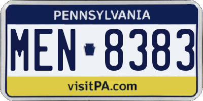 PA license plate MEN8383