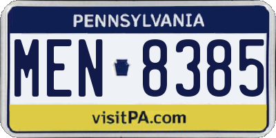 PA license plate MEN8385