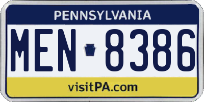 PA license plate MEN8386