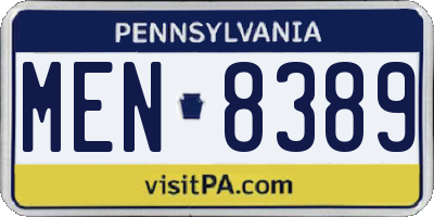 PA license plate MEN8389