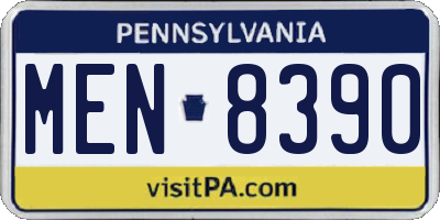 PA license plate MEN8390