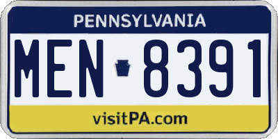 PA license plate MEN8391