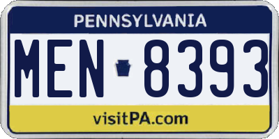 PA license plate MEN8393