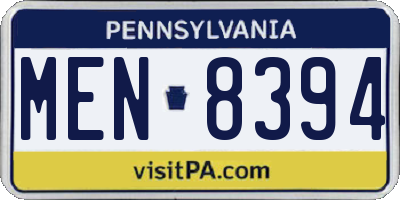PA license plate MEN8394