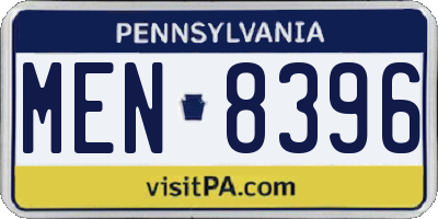 PA license plate MEN8396