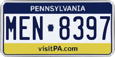PA license plate MEN8397