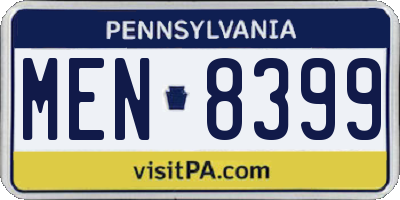 PA license plate MEN8399