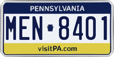 PA license plate MEN8401