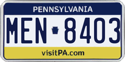 PA license plate MEN8403