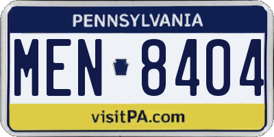 PA license plate MEN8404