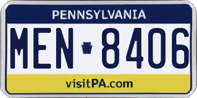 PA license plate MEN8406