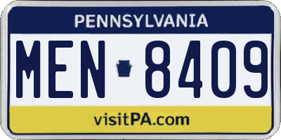 PA license plate MEN8409