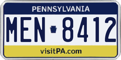PA license plate MEN8412