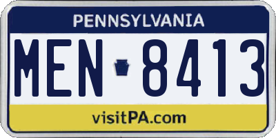 PA license plate MEN8413