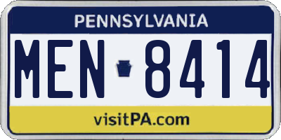 PA license plate MEN8414