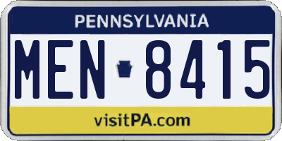 PA license plate MEN8415